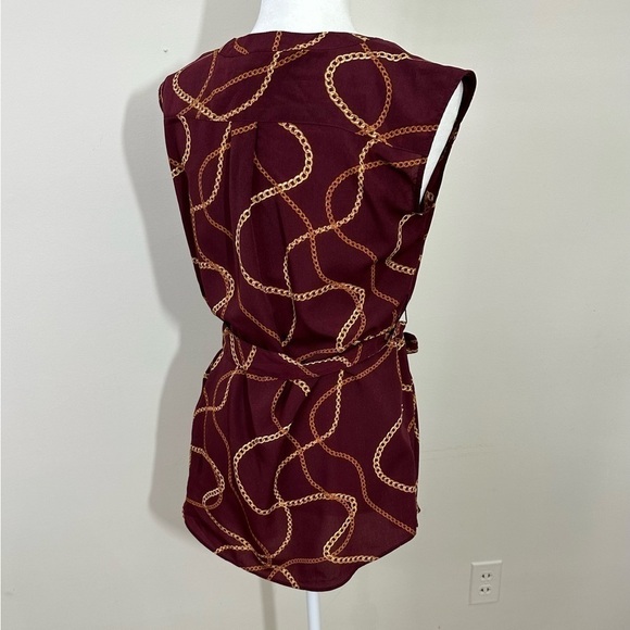 Motherhood Maternity sz sm silky tunic top in a rust color with a golden design - Picture 8 of 13